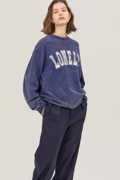 LONELY/LOVELY SALT WASHING LONG SLEEVE T-SHIRT NAVY