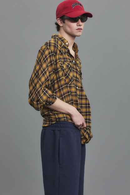 SOFT SHEER CHECK SHIRT YELLOW
