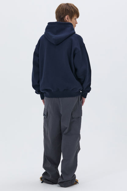 LONELY/LOVELY FELT HOODIE ZIP-UP NAVY