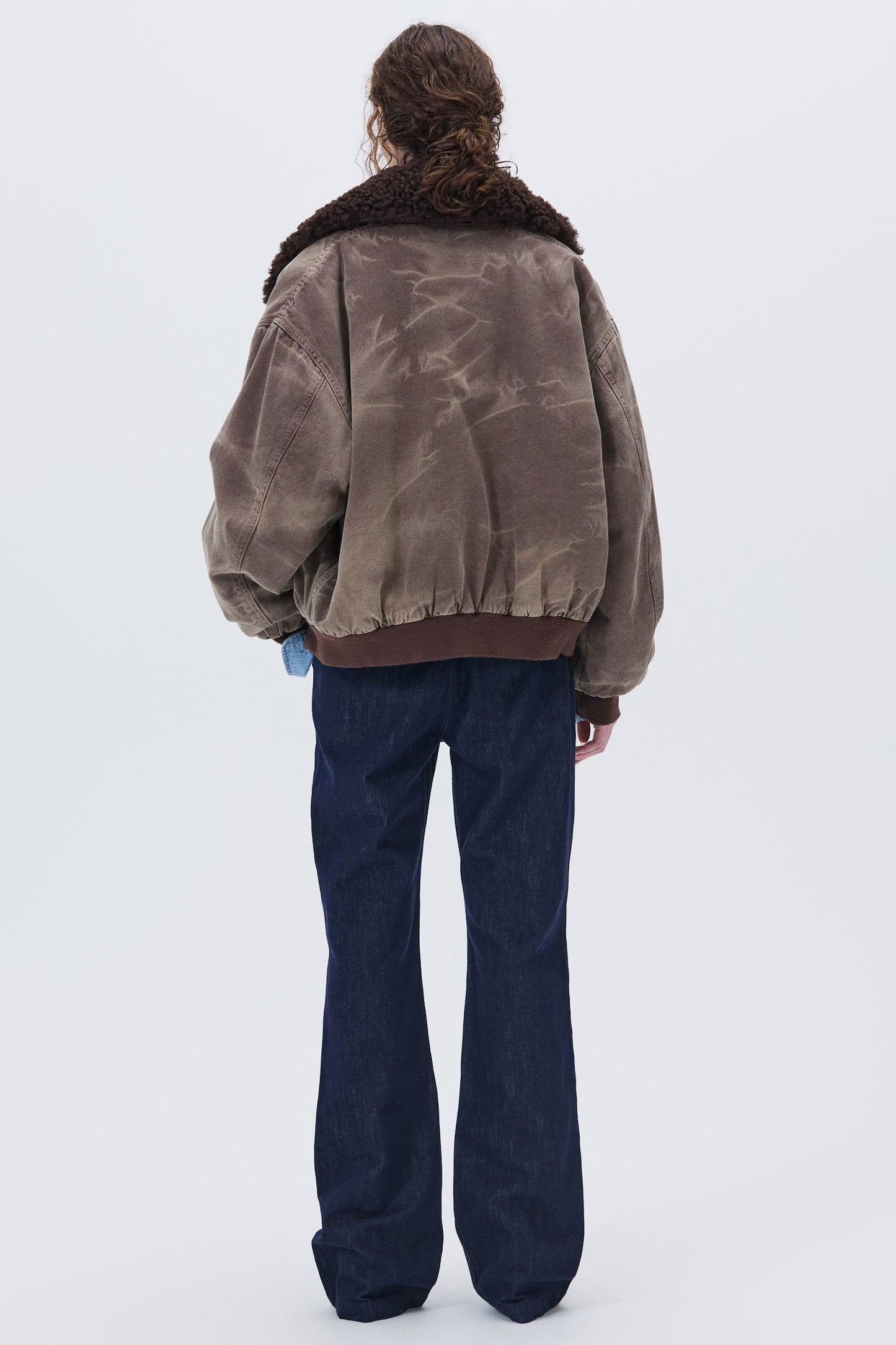 WASHED SHEARLING COLLAR BLOUSON BROWN