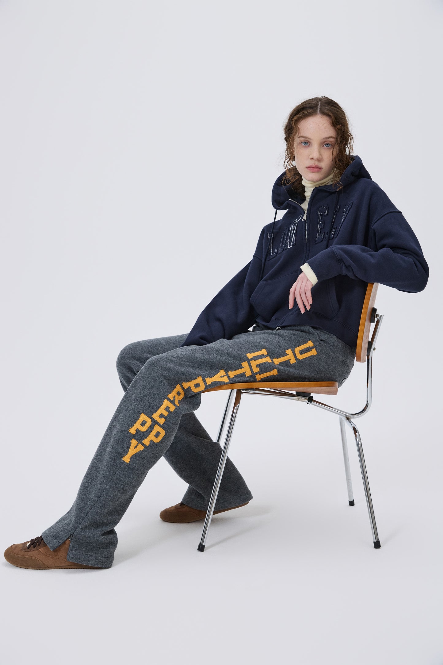 LONELY/LOVELY CROP HOODIE ZIP-UP NAVY