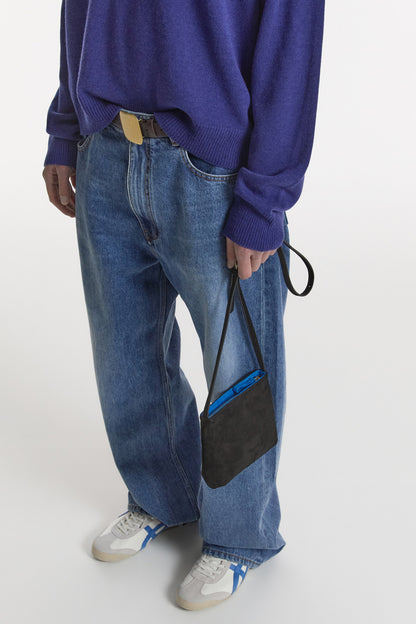 WASHED STRAIGHT DENIM PANTS MID BLUE(MEN'S)