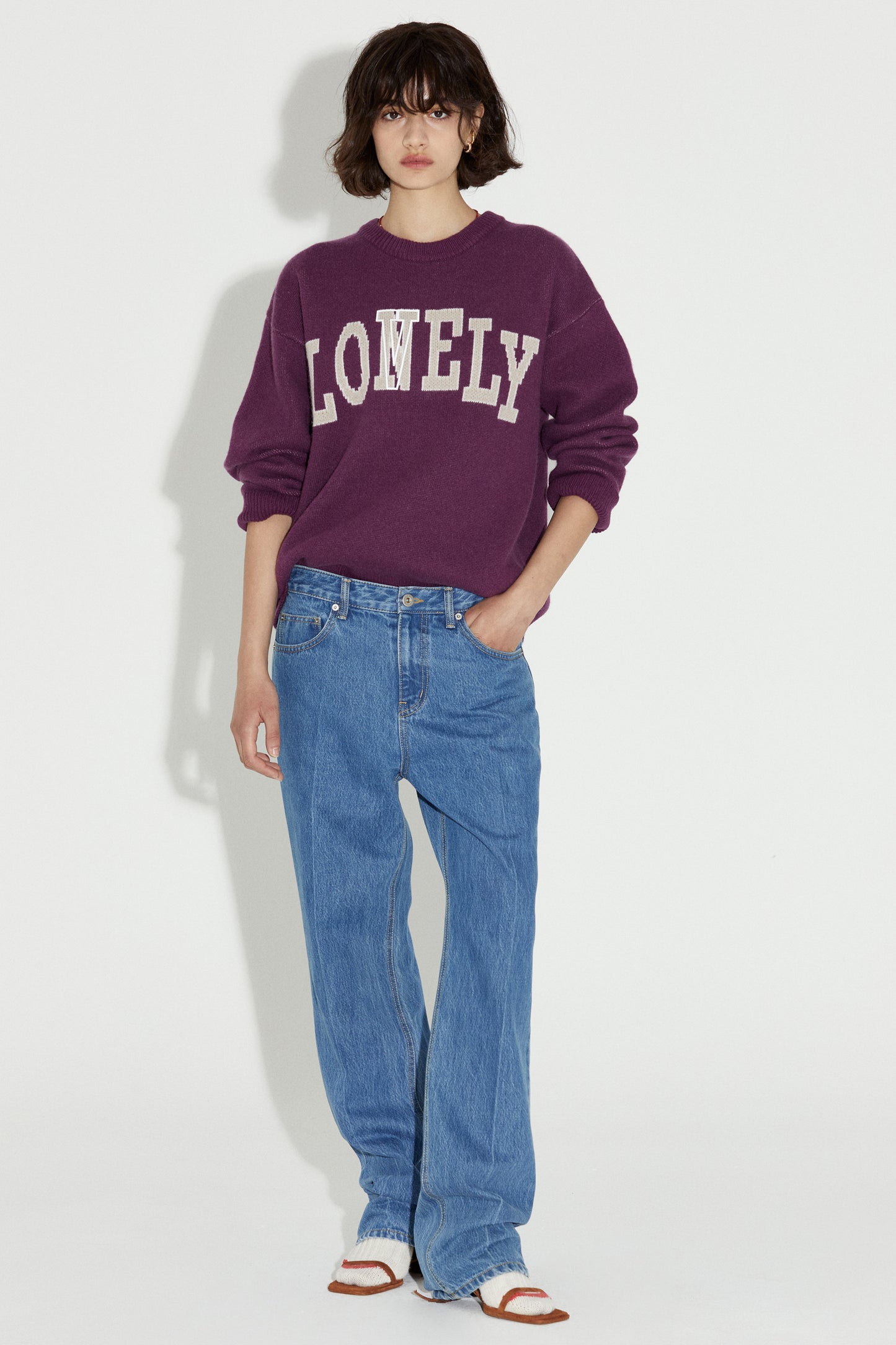 LONELY/LOVELY CASHMERE KNIT SWEATER PURPLE