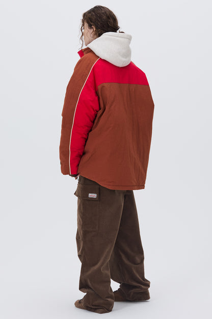 COLOR BLOCK PADDING JUMPER BROWN