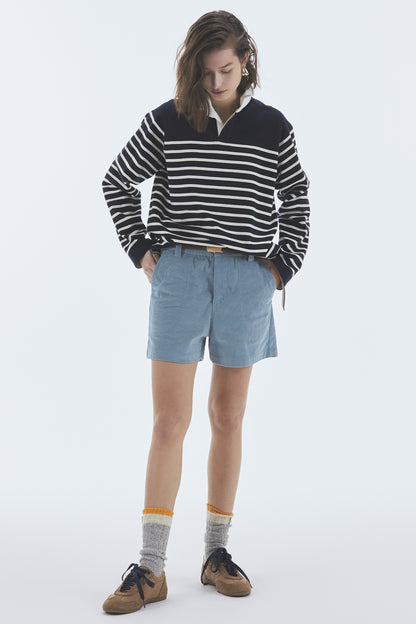 WIRE STRIPE RUGBY LONG SLEEVE T-SHIRT NAVY