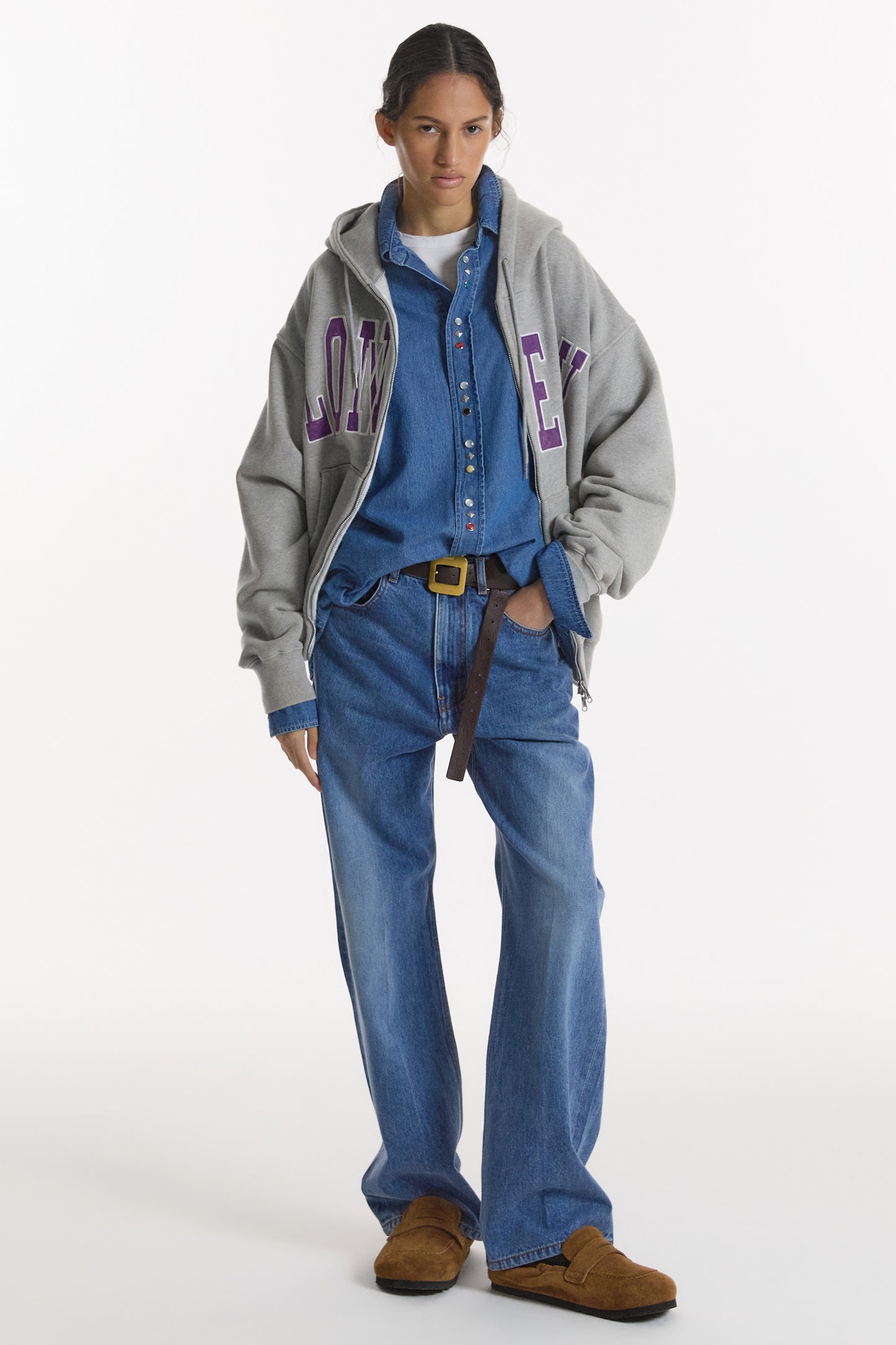 LONELY/LOVELY WASHED HOODIE ZIP-UP GRAY