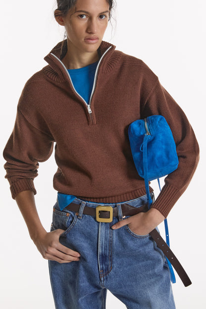 SUEDE PICNIC BAG BLUE