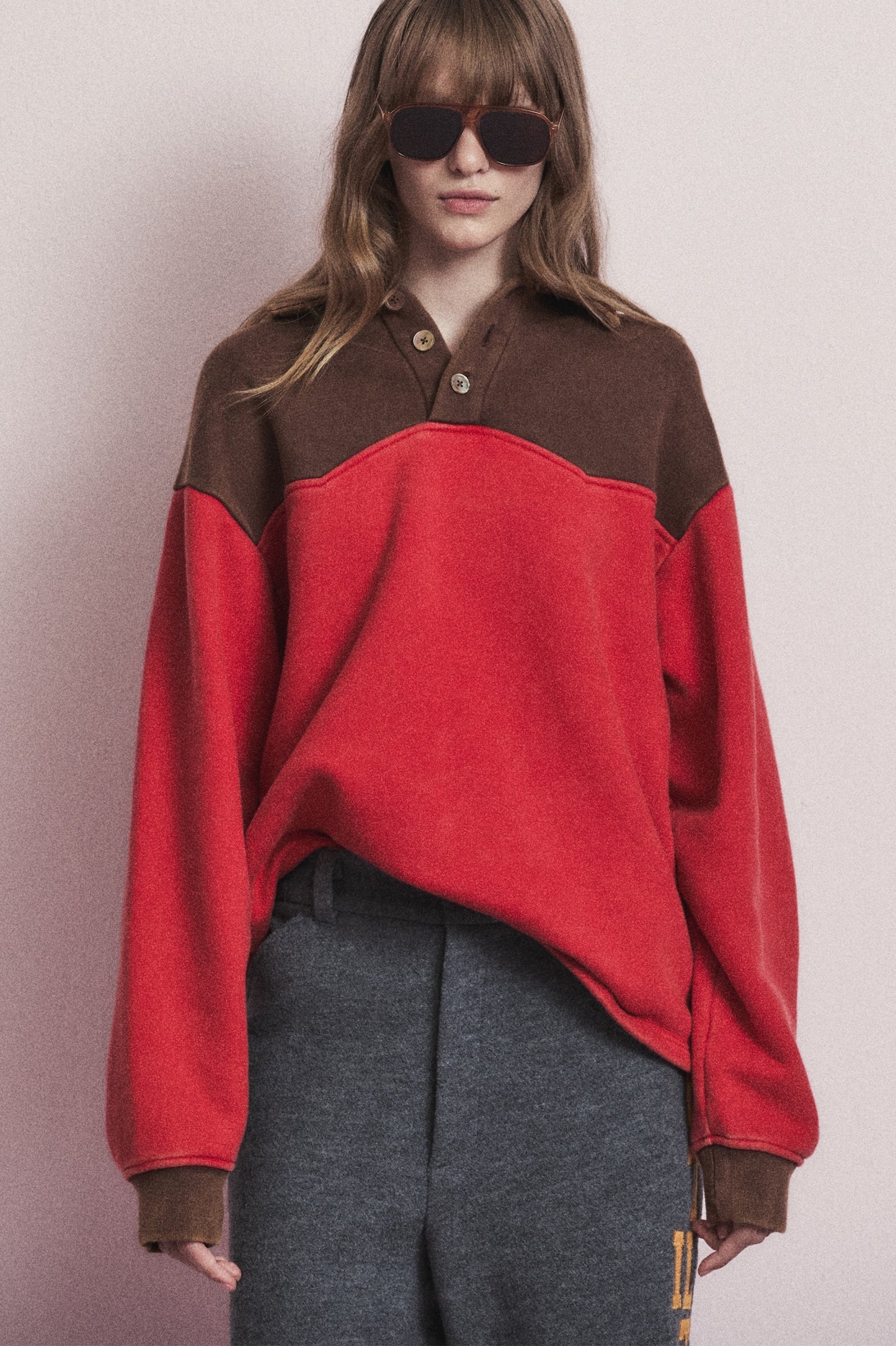 WESTERN COLOR BLOCK SWEATSHIRT RED