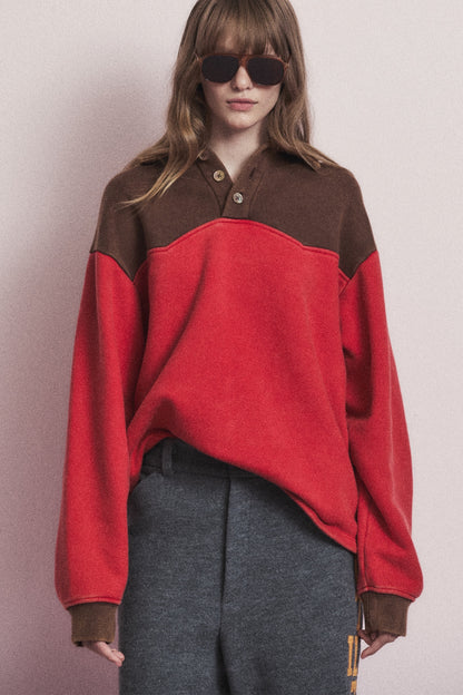WESTERN COLOR BLOCK SWEATSHIRT RED