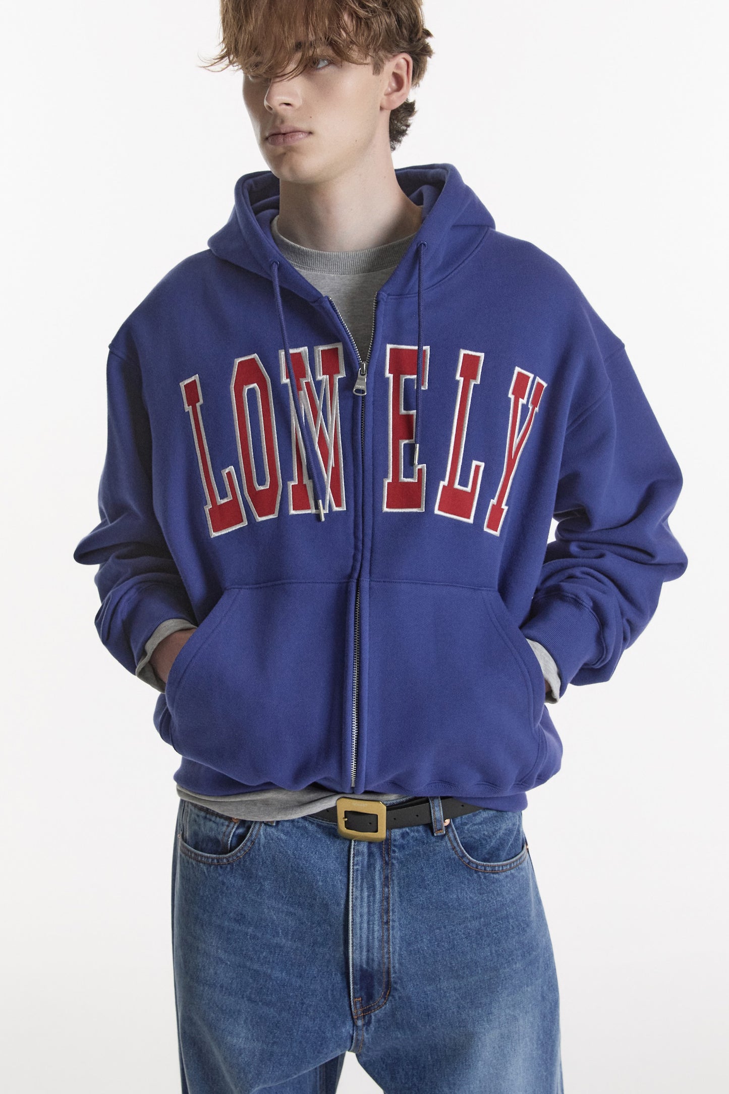 LONELY/LOVELY HOODIE ZIP-UP BLUE