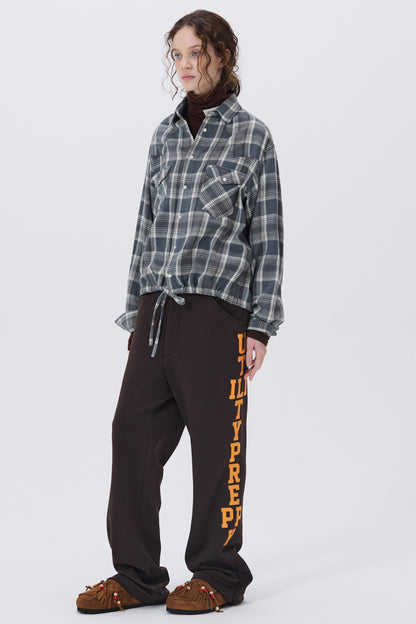 CROPPED WESTERN CHECK SHIRT GRAY