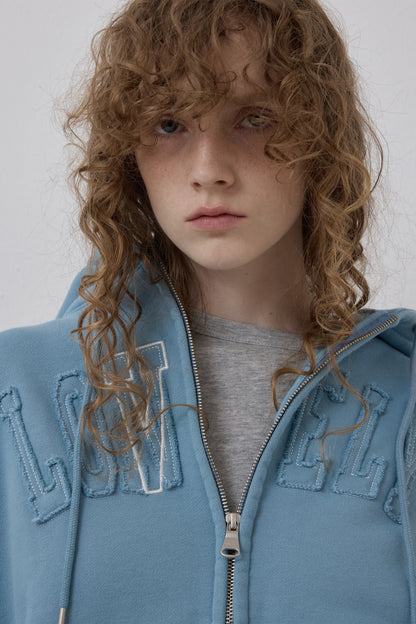 LONELY/LOVELY CROP HOODIE ZIP-UP SKY BLUE