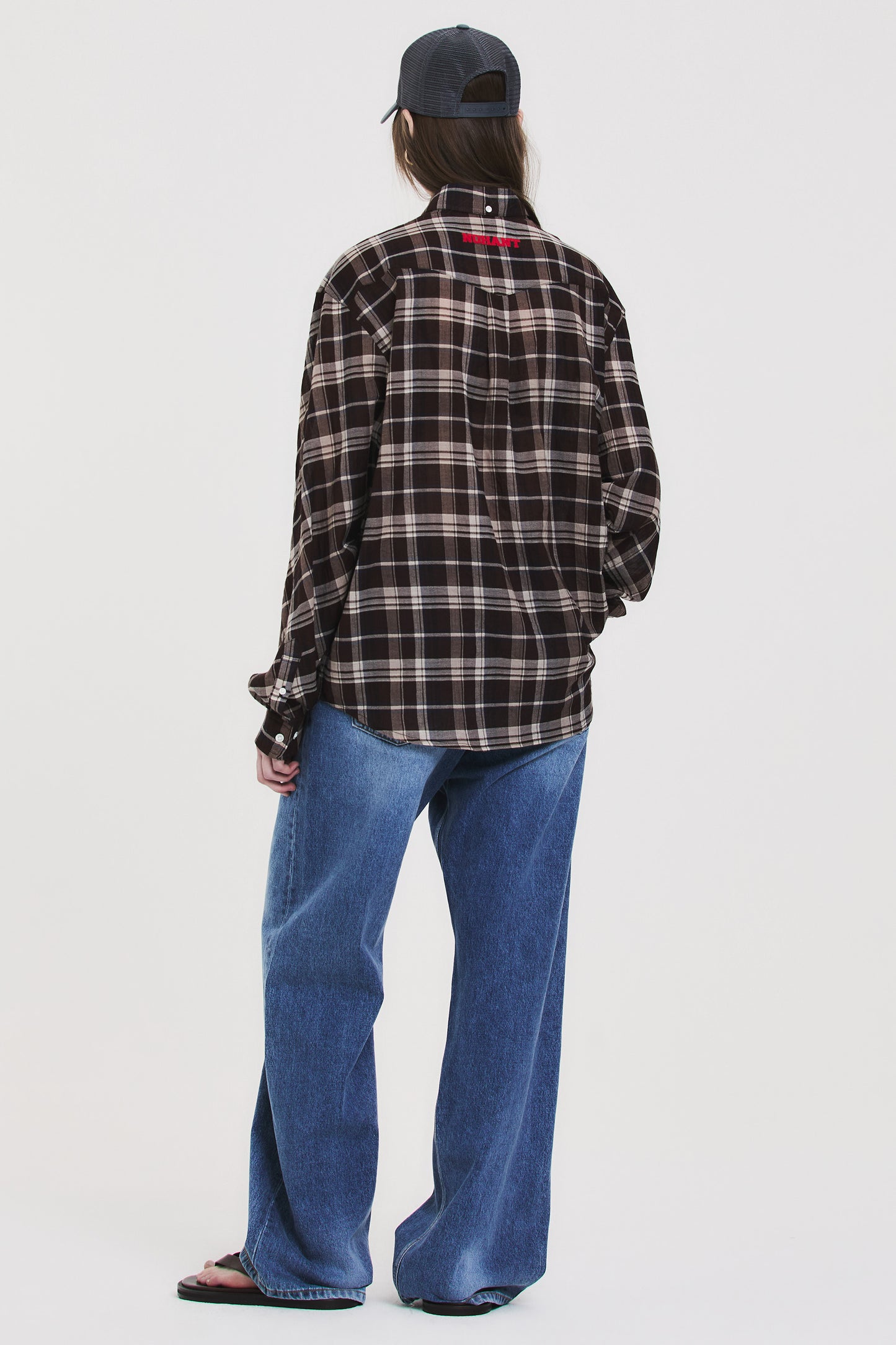 SOFT SHEER CHECK SHIRT BROWN