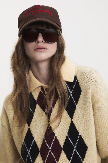 LNLV CURSIVE LOGO BALL CAP BROWN