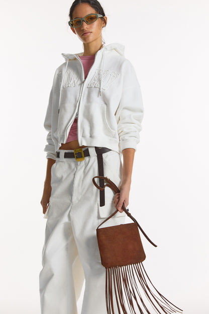 FRINGE MINI CROSSBODY BAG BROWN