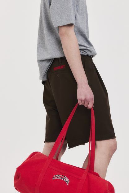 FRINGED CHINO SHORTS BROWN