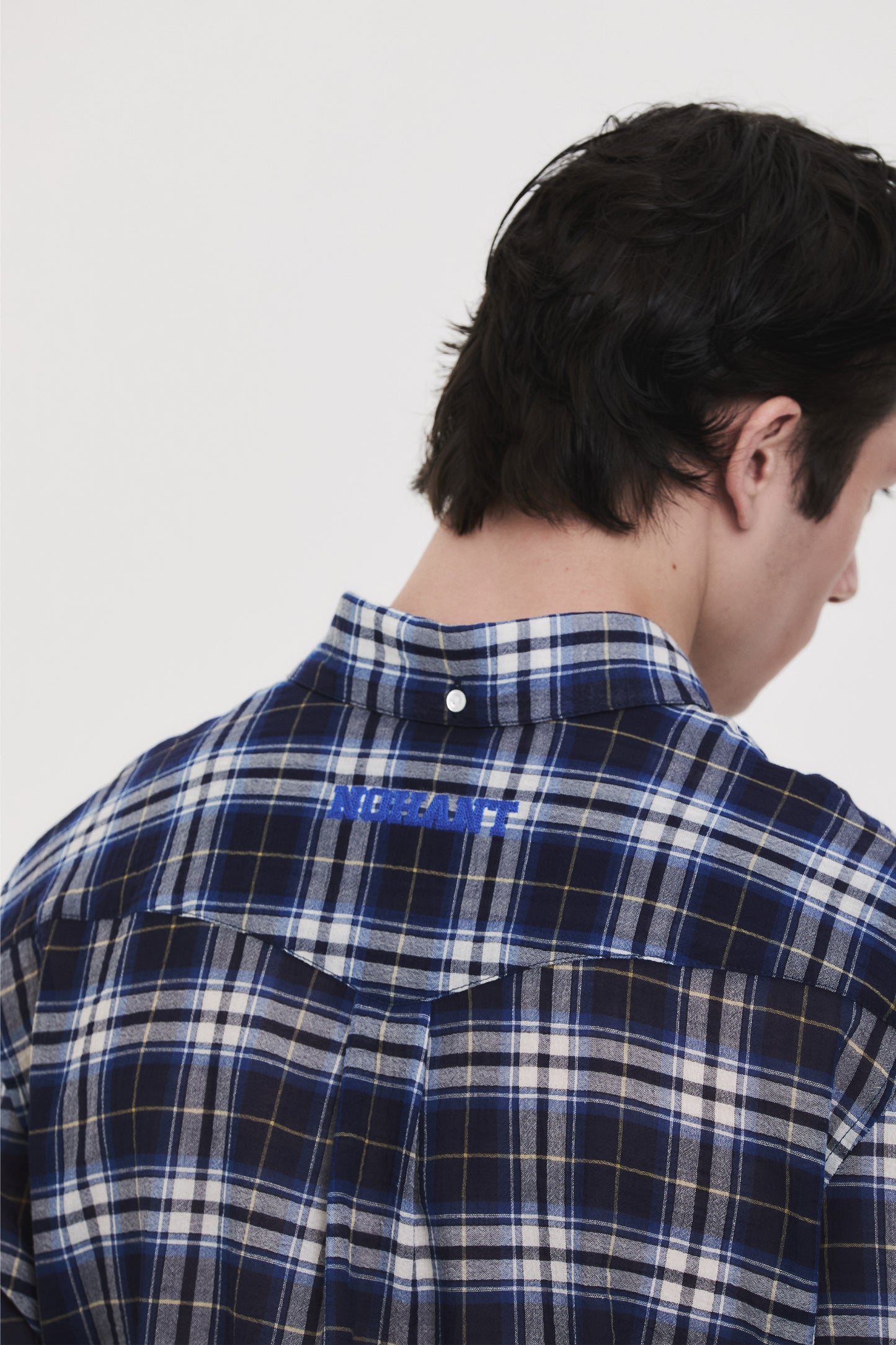 SOFT SHEER CHECK SHIRT NAVY