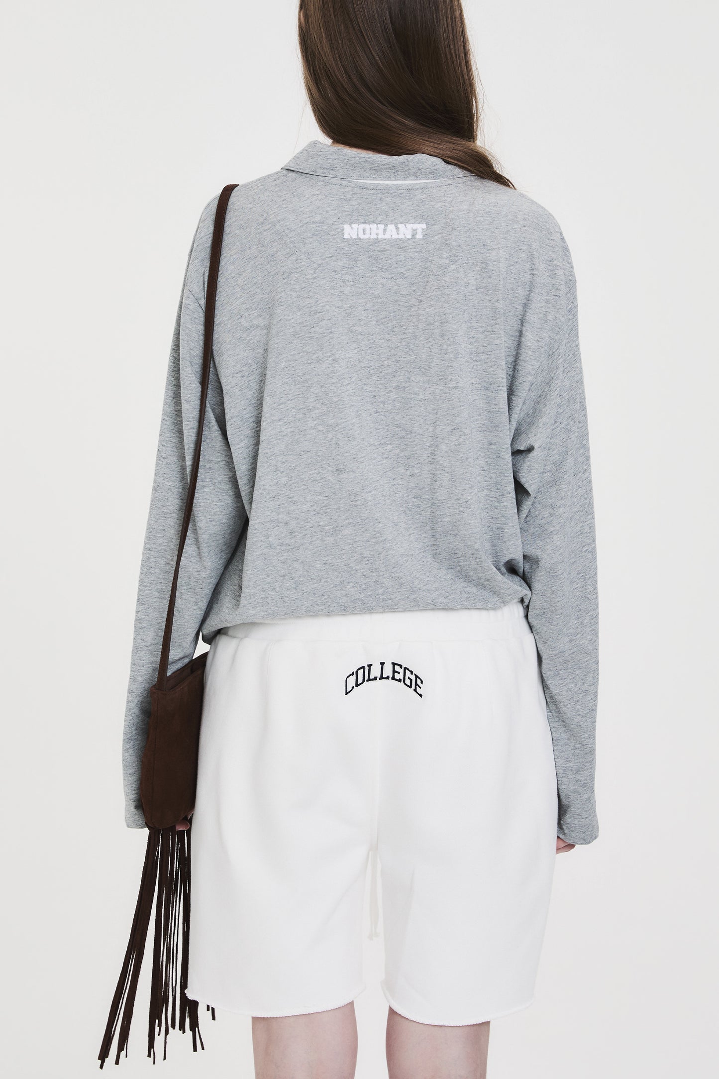COLLEGE LOGO SWEAT SHORTS WHITE