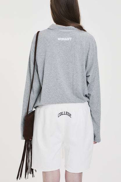 COLLEGE LOGO SWEAT SHORTS WHITE