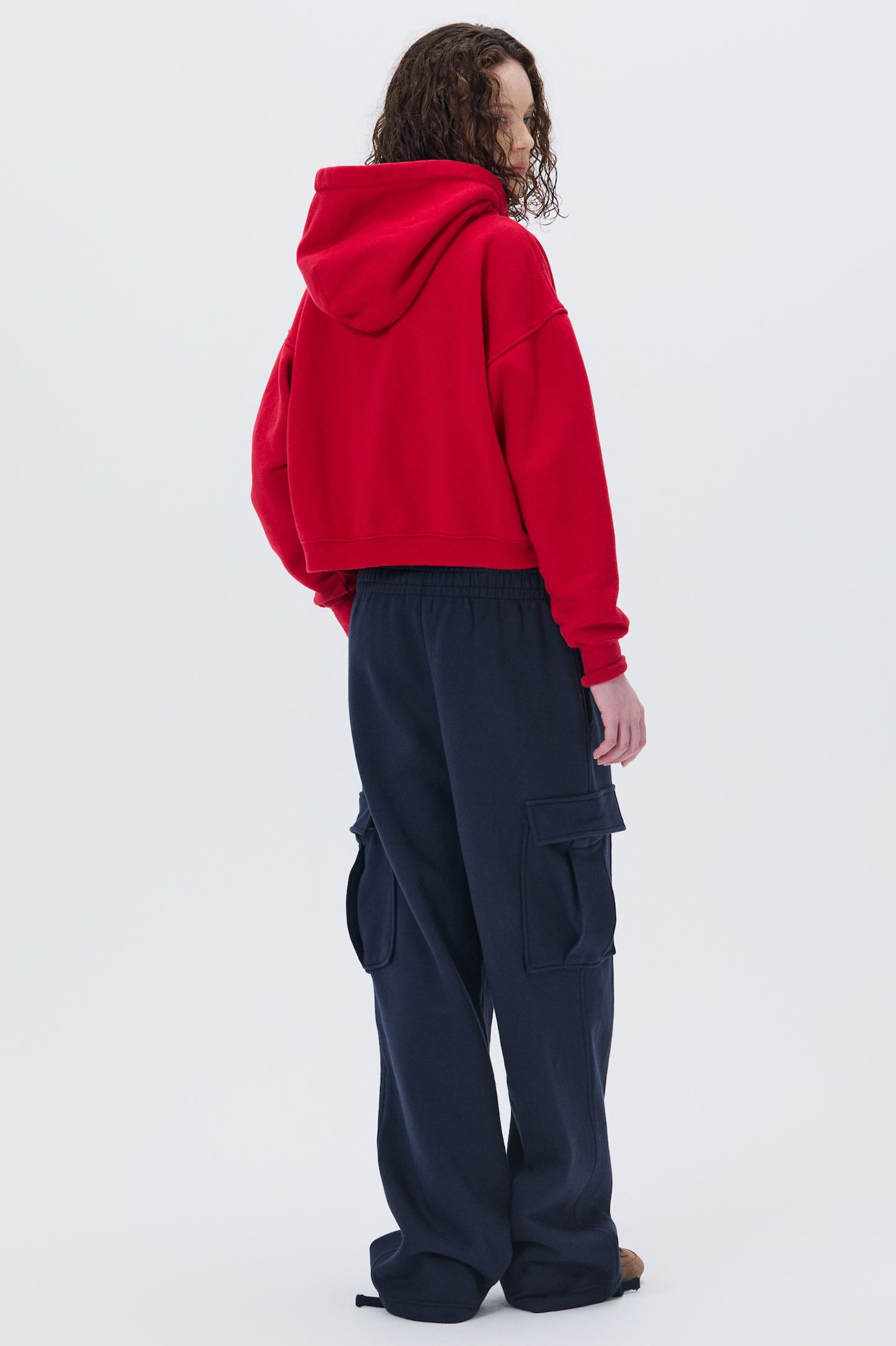 LONELY/LOVELY CROP HOODIE ZIP-UP RED