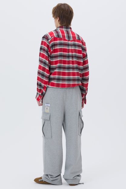 CROPPED WESTERN CHECK SHIRT RED