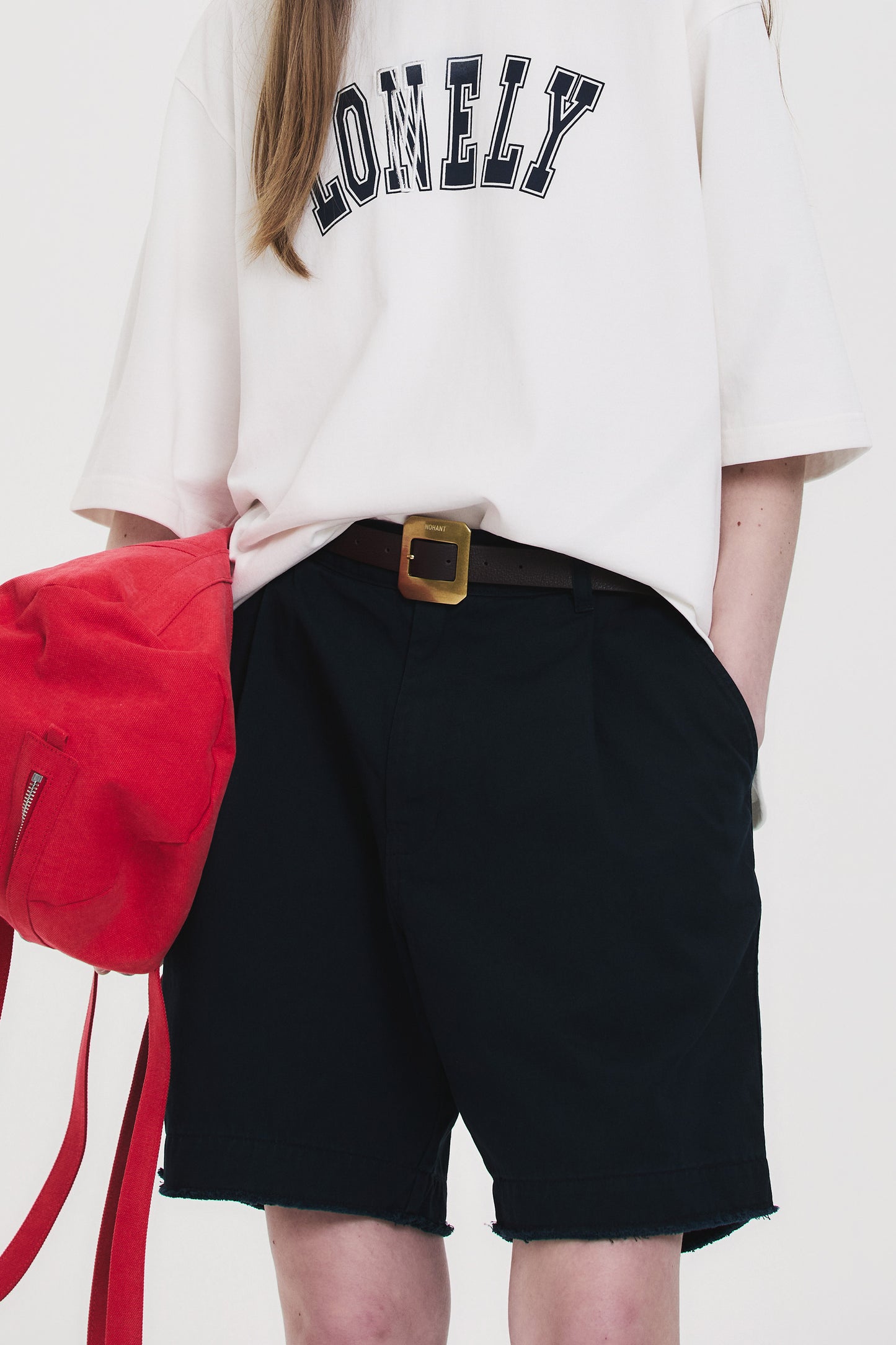FRINGED CHINO SHORTS NAVY