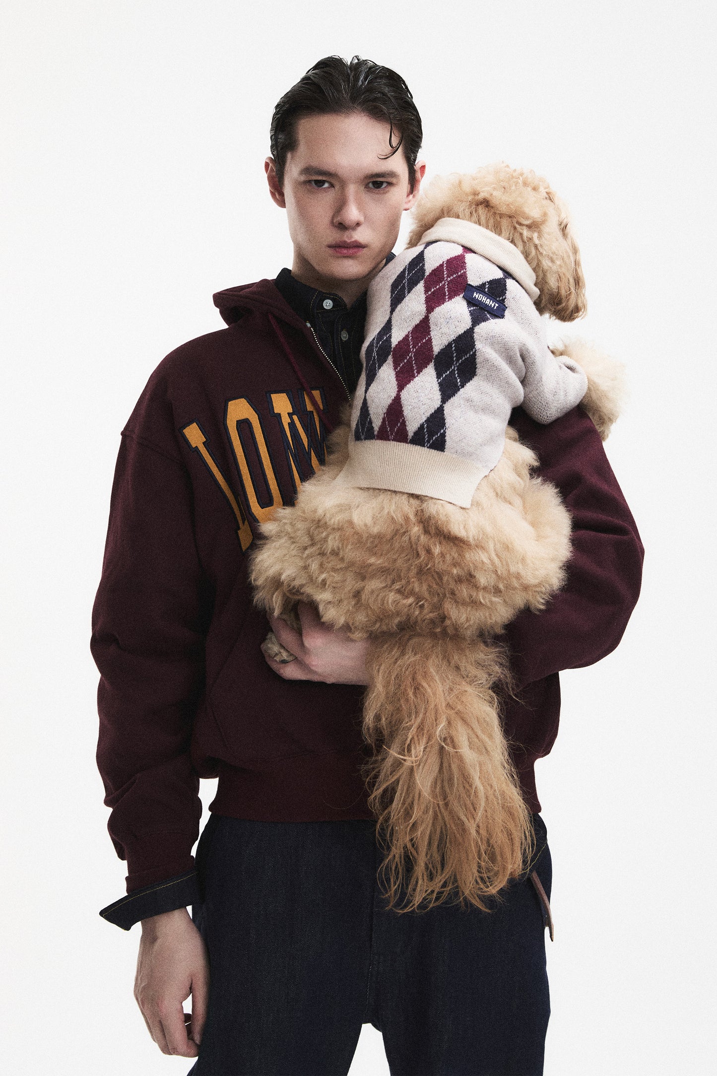 PET ARGYLE JACQUARD KNIT BEIGE