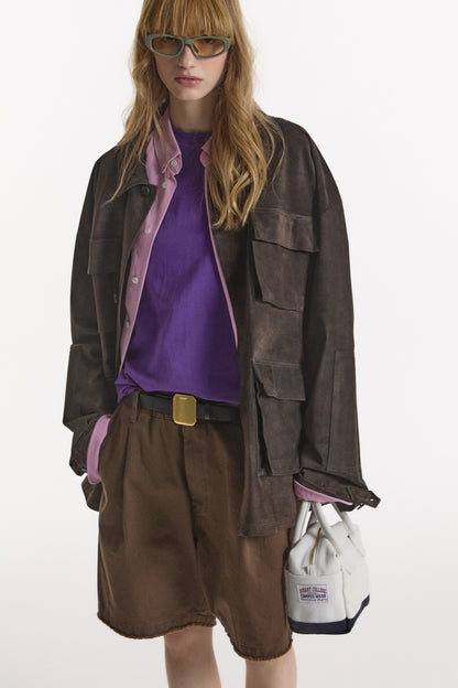 SUEDE WORK JACKET BROWN