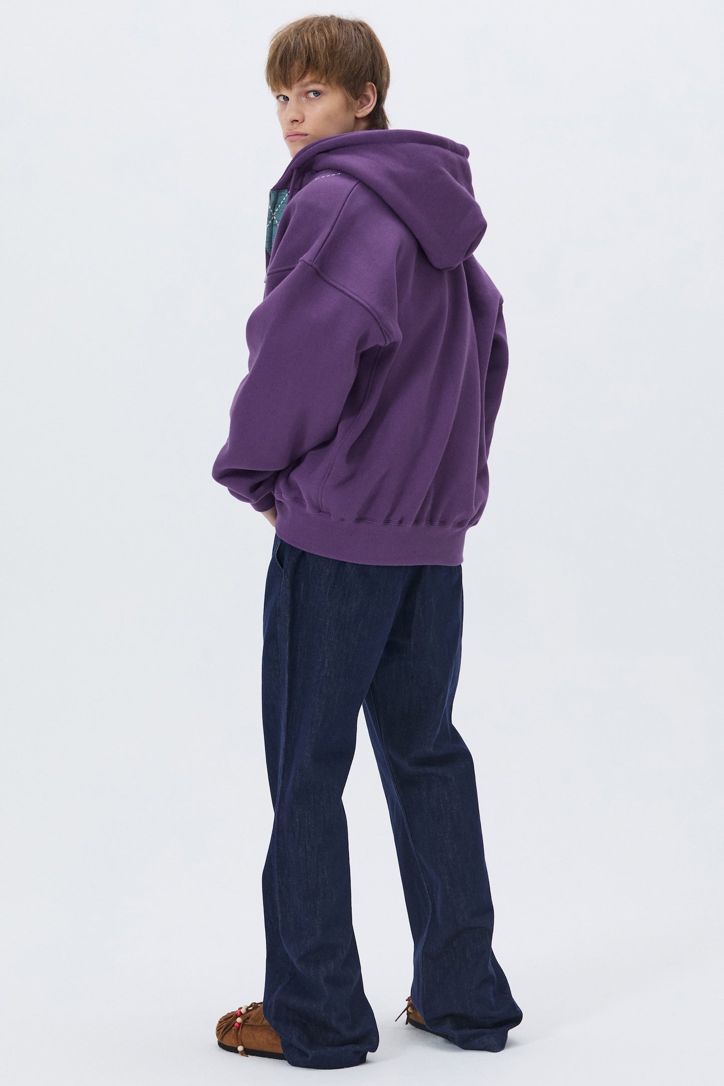 HEAVYWEIGHT ARGYLE HOODIE ZIP-UP PURPLE