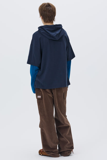 SOFT LAYERED HOODIE T-SHIRT NAVY