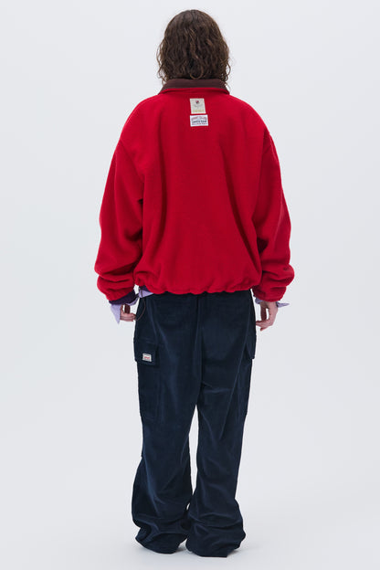 COLOR BLOCK HALF-ZIP FLEECE RED