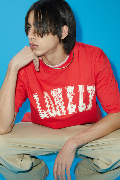 LONELY/LOVELY SHORT SLEEVE T SHIRT RED CREAM
