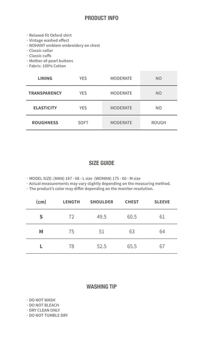 WASHED OXFORD SHIRT CHARCOAL