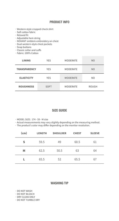 CROPPED WESTERN CHECK SHIRT GRAY