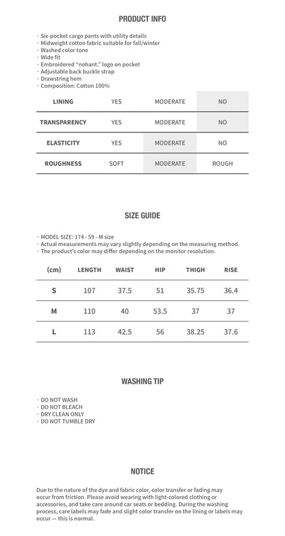 WASHED UTILITY CARGO PANTS BROWN