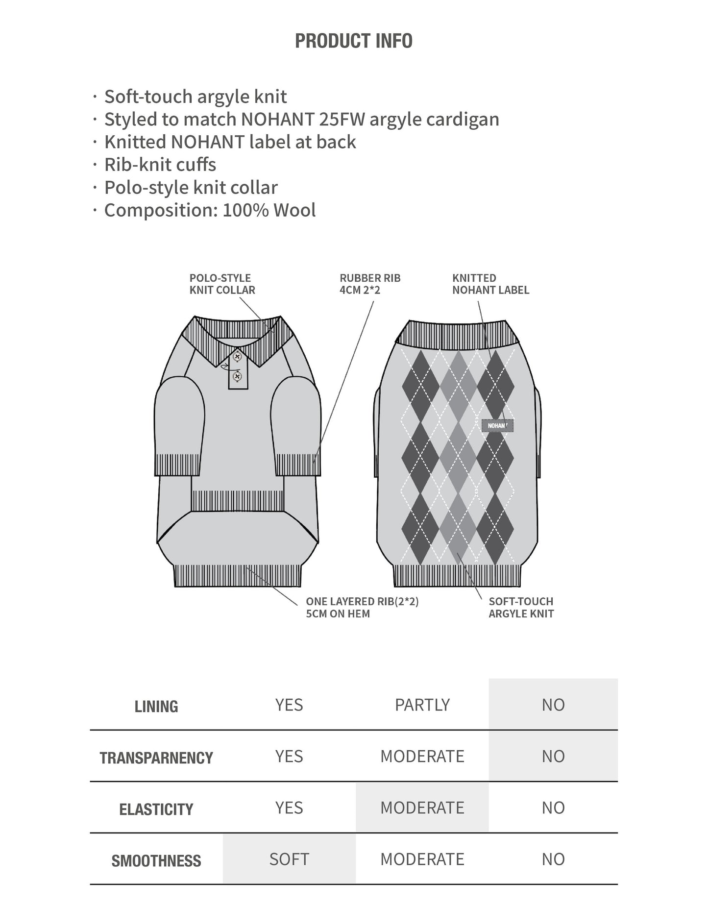 PET ARGYLE JACQUARD KNIT GRAY