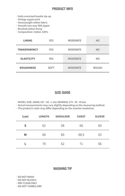 HEAVYWEIGHT ARGYLE HOODIE ZIP-UP PURPLE