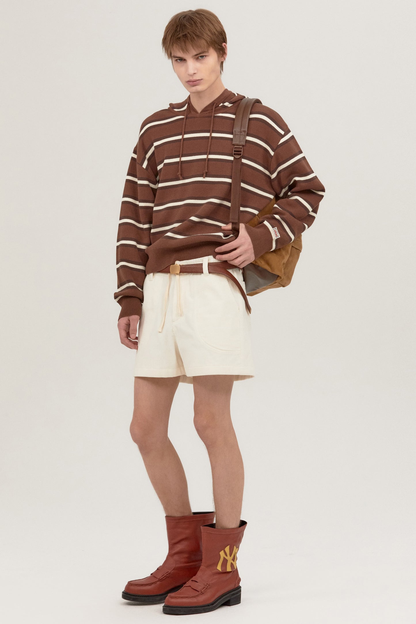 LEATHER CLIP BELT BROWN