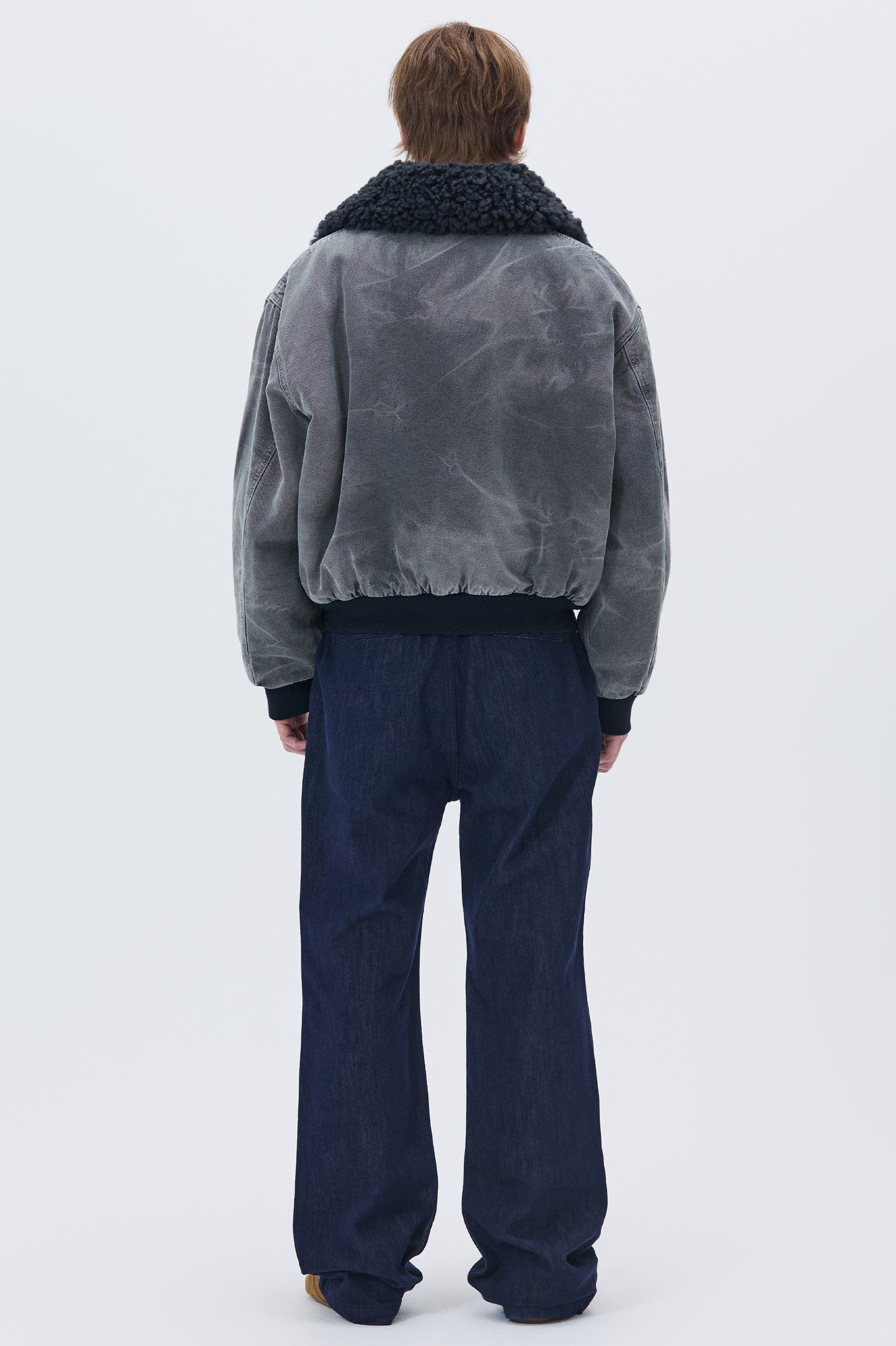 WASHED SHEARLING COLLAR BLOUSON CHARCOAL
