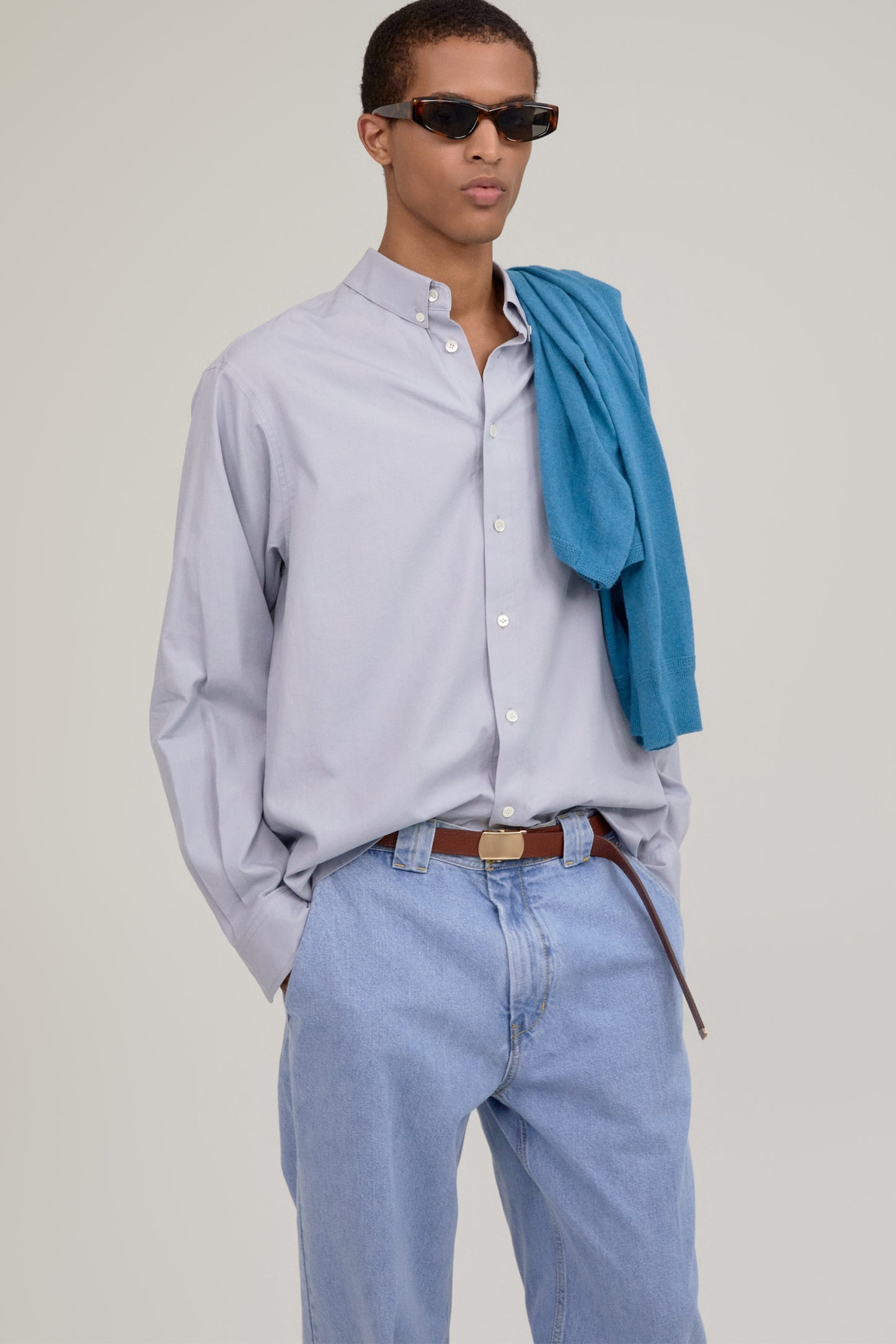 RELAXED POPLIN SHIRT LIGHT GRAY
