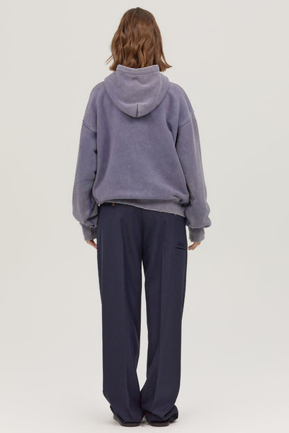 LONELY/LOVELY SALT WASHING HOODIE ZIP-UP INDIGO BLUE