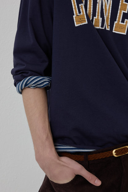 LONELY/LOVELY REVERSIBLE LONG SLEEVE T-SHIRT NAVY