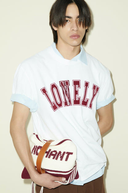 LONELY/LOVELY SHORT SLEEVE T SHIRT WHITE BURGUNDY