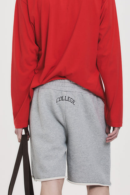 COLLEGE LOGO SWEAT SHORTS GRAY