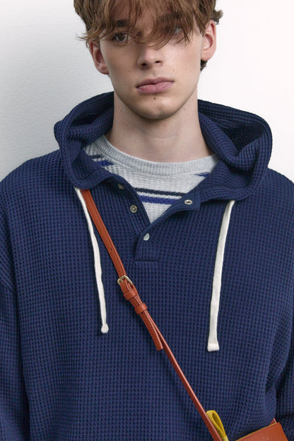 UTILITY PREPPY WAFFLE HOODIE NAVY