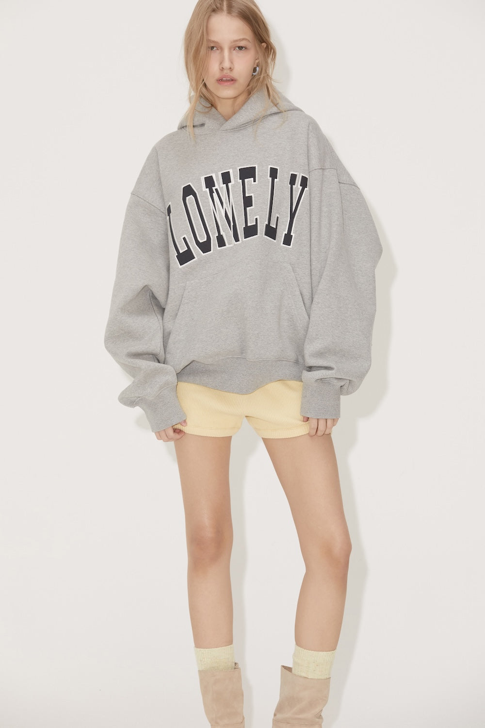 LONELY/LOVELY FLUFF HOODIE GRAY