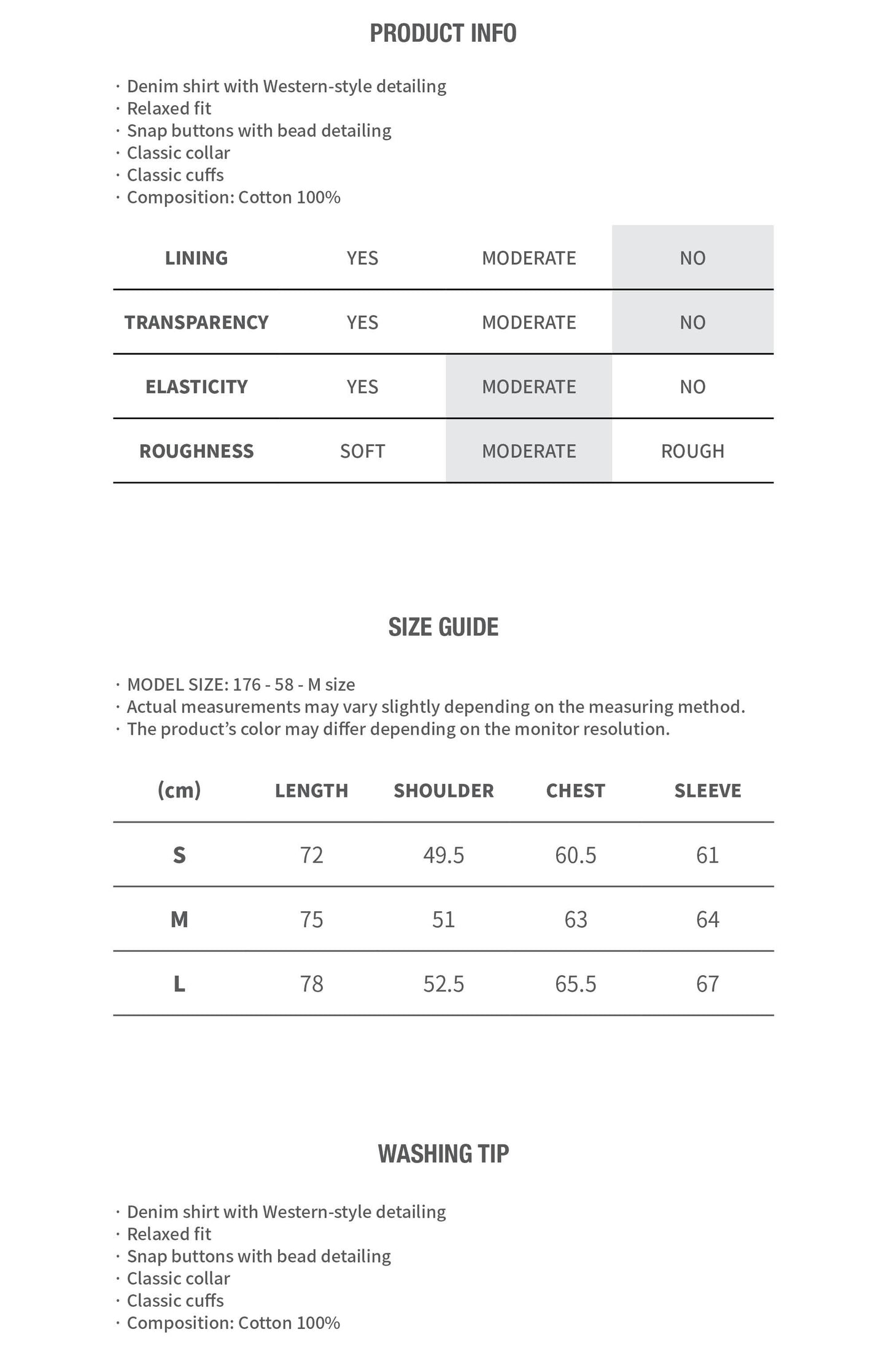 WESTERN BUTTON DENIM SHIRT MID BLUE