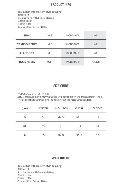 WESTERN BUTTON DENIM SHIRT MID BLUE