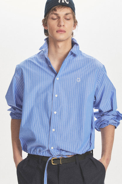 WIRE CROPPED STRIPE SHIRT BLUE