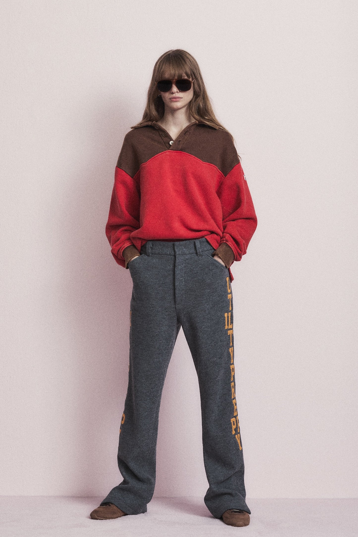 UTILITY PREPPY FLARE WOOL SLACKS GRAY